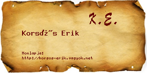 Korsós Erik névjegykártya